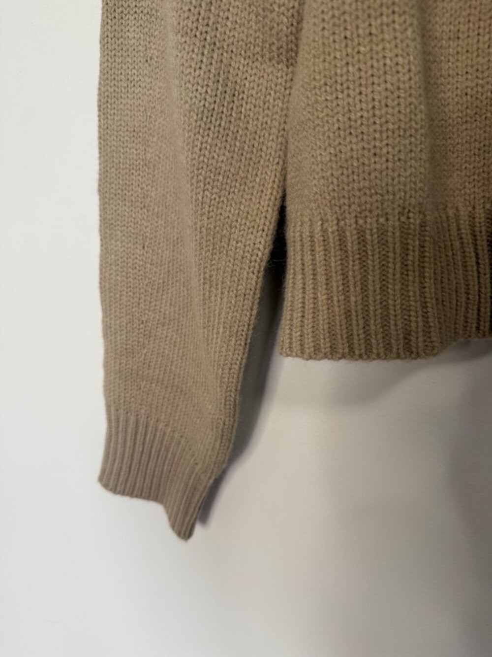By Anthropologie Faux Leather Mixed Zip Cardigan Sweater Camel Black Medium - Picture 6 of 9